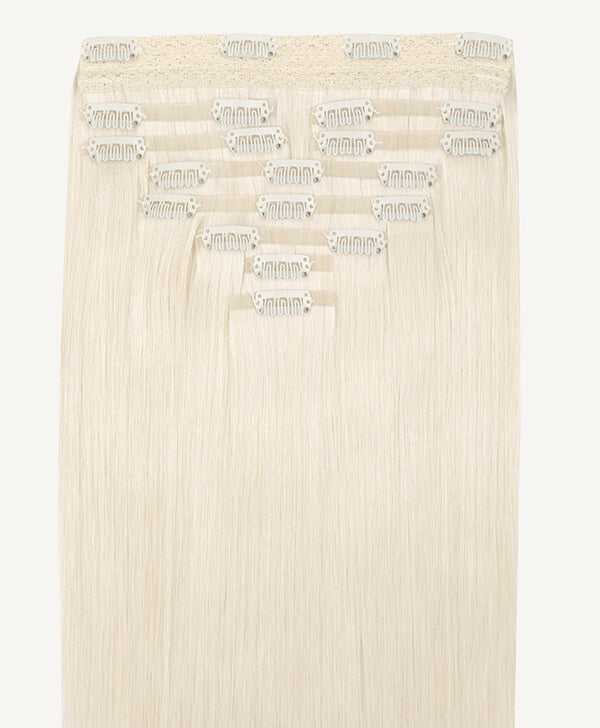 Platinum Blonde, 12" Seamless Clip-In Hair Extensions, #300P 140g