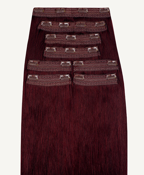 Plum Red, 20" Quad Clip-In Hair Extensions, 265g