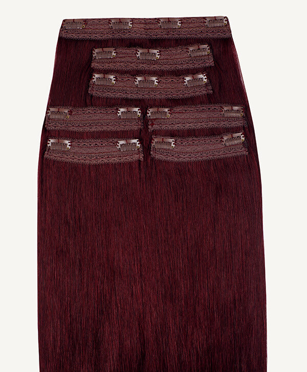 Plum Red, 16" Quad Clip-In Hair Extensions, 200g