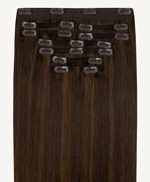 Brunette Lowlights, 20" Classic Clip-In Hair Extensions, 220g