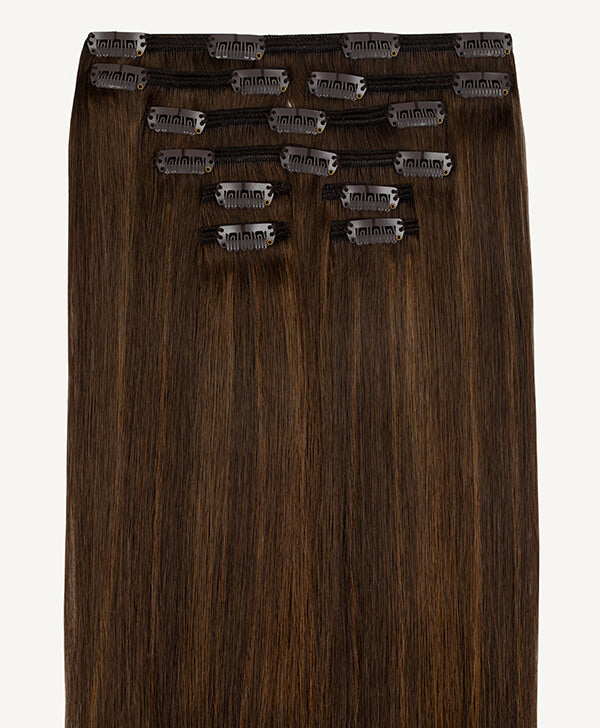 Brunette Lowlights, 16" Classic Clip-In Hair Extensions, 100g