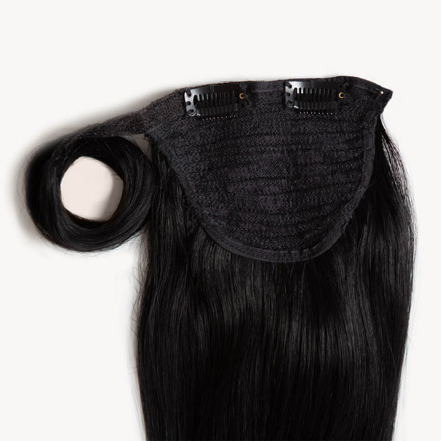 Jet Black, 32" Clipin Ponytail Hair Extensions, 1 180g Milk & Blush