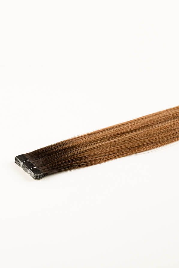 Rooted Light Brown, 16" Slim Tape-In Hair Extensions, #R35