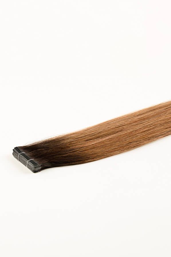 Rooted Light Brown, 16" Ultra Slim Tape-In Hair Extensions, #R35