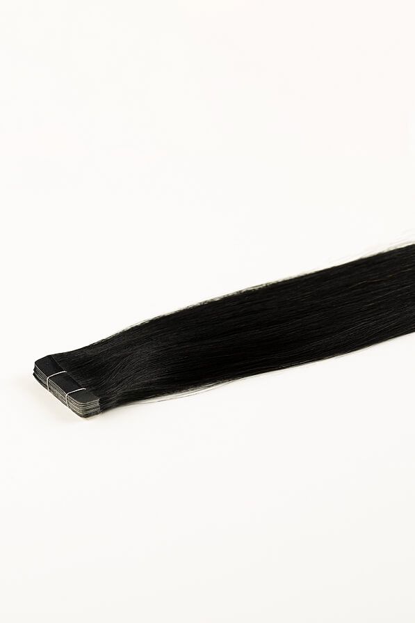 Jet Black, 20 inch Slim Tape-in Hair Extensions 1