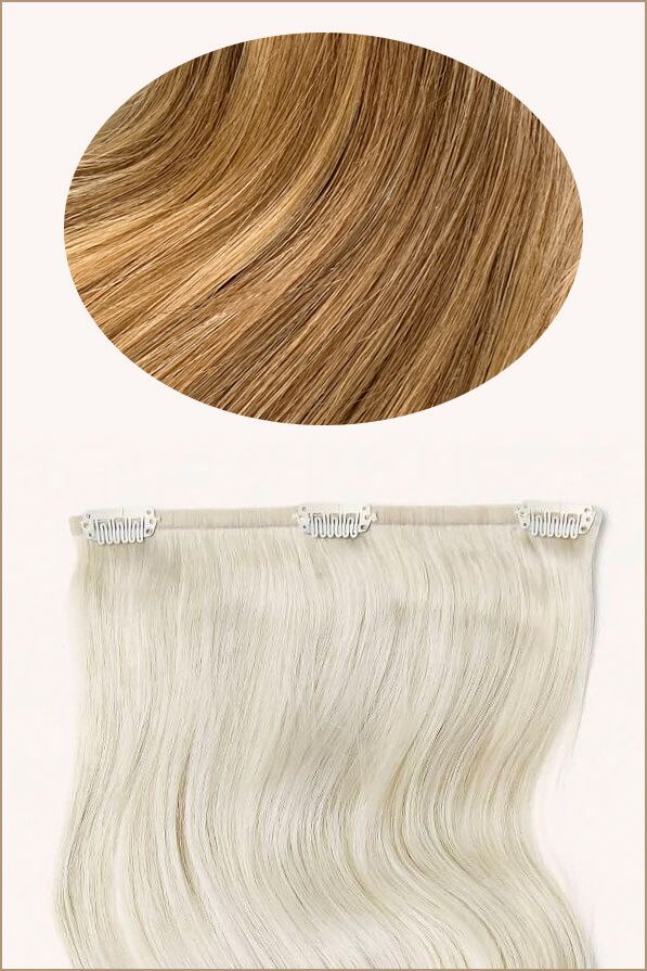 Toasted Blonde Highlighted, 16" Single Seamless Clip-In Weft, 25g