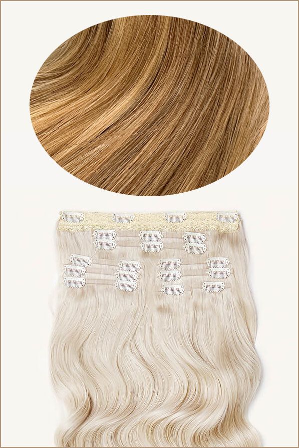 Toasted Blonde Highlighted, 20" Seamless Clip-In Hair Extensions, 180g