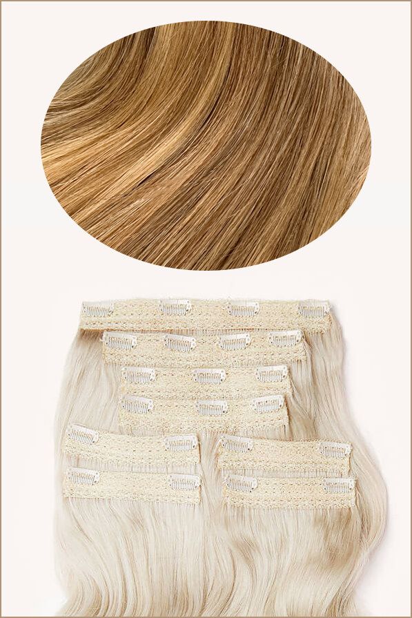 Toasted Blonde Highlighted, 20" Quad Clip-In Hair Extensions, 265g