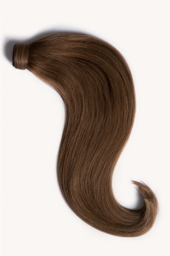 Light brown 16 inch clip-in ponytail extensions human hair 6