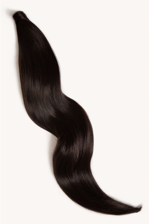 Natural black 32 inch clip-in ponytail extensions human hair 1B